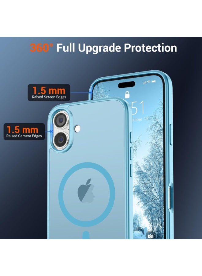 أكاليكس جراب مغناطيسي لهاتف آيفون 16 بلس [مقاوم للصدمات ونحيف] غطاء خلفي صلب شفاف غير لامع مع حماية عالية الجودة | أزرق سماوي - Image 2